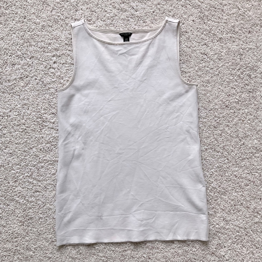 Ann Taylor XXSP High Neckline Stretch Tank White